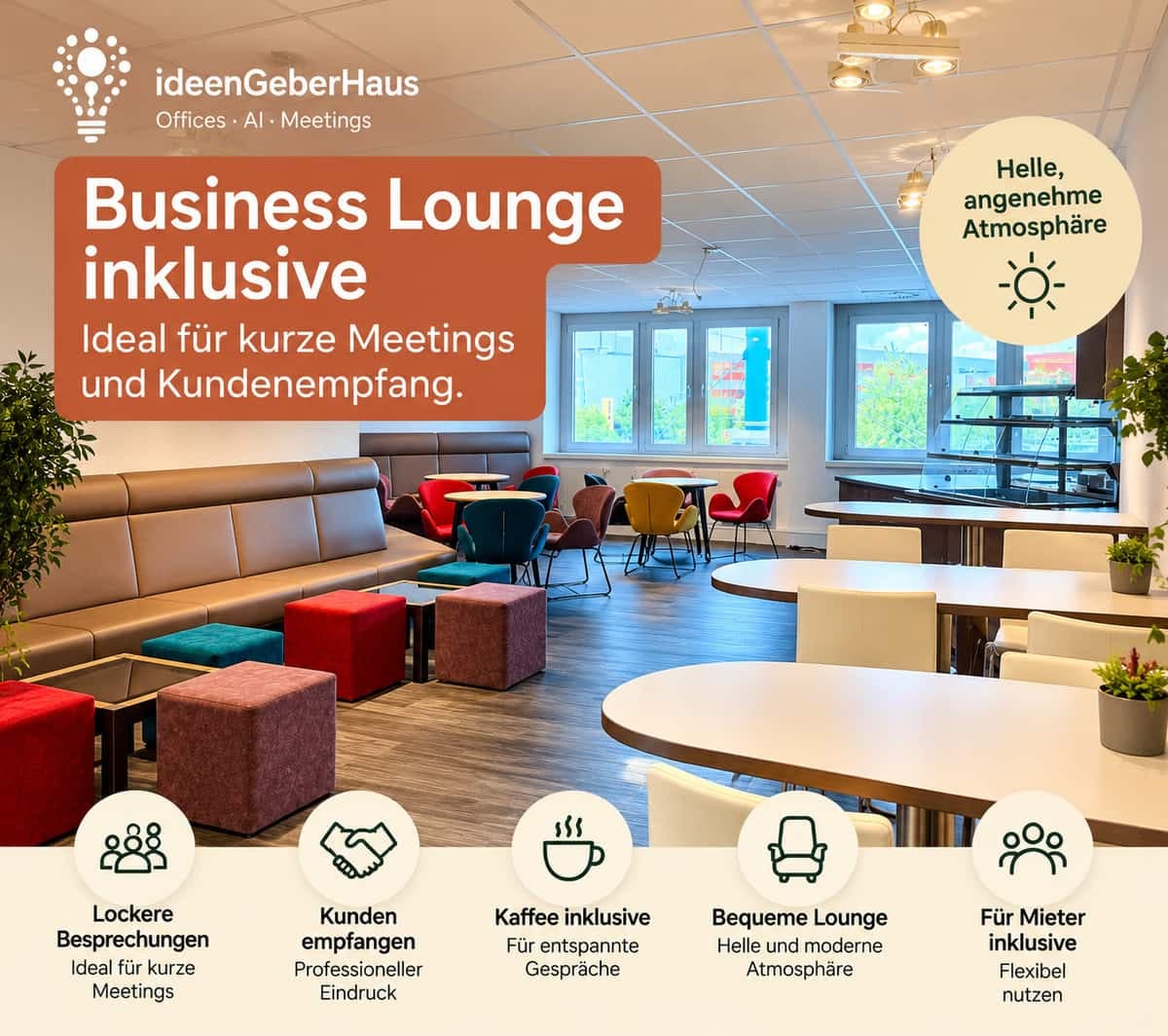 Business Lounge im ideenGeberHaus – ideal für Meetings und Kundenempfang