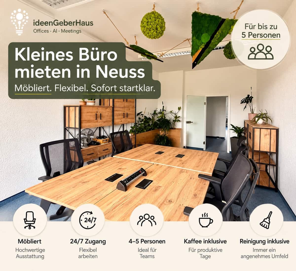 Kleines Büro mieten in Neuss – möbliert, flexibel, sofort startklar