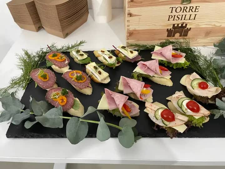 Finger food platter with assorted canapes